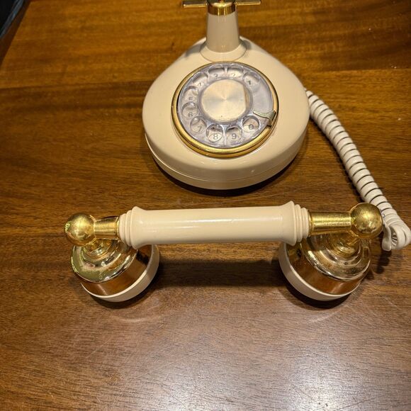 Vintage 1970’s French Style Western Electric Rotary Cream Desk Phone w/ Handset - Picture 7 of 11